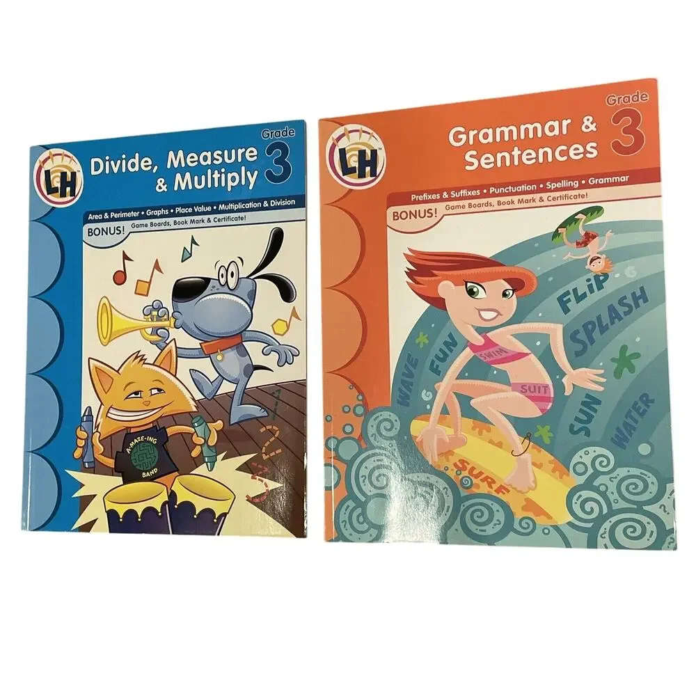 Educational Workbooks Grade 1-3‎ Children Lot of 4 With Flash Cards Homeschooler